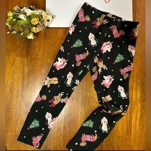 Cozy Critter Holiday Leggings Girl XS (4/5) | Penguins Unicorns & Reindeer Print